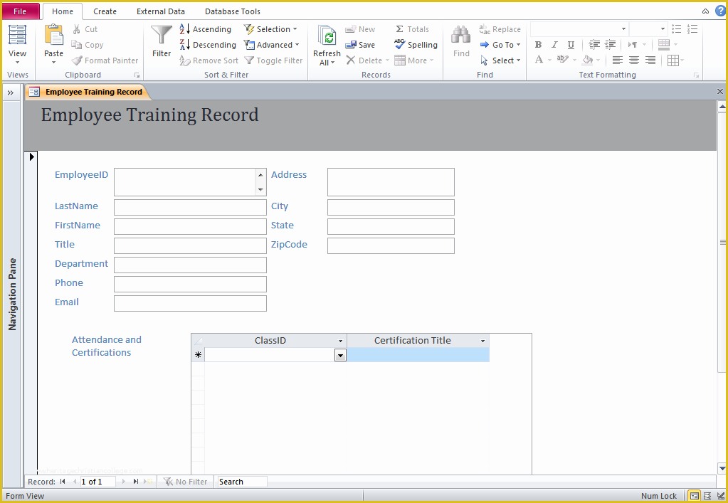 Microsoft Access Employee Training Database Template Free Of Access Training Database Templates Employee Training Database