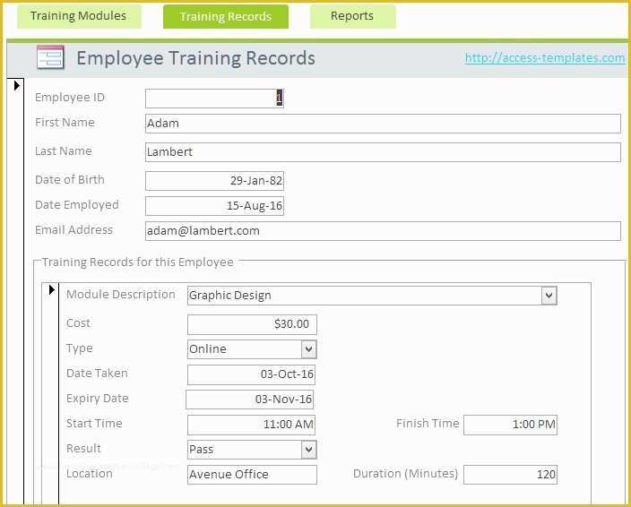 Microsoft Access Employee Training Database Template Free Of Microsoft Access Templates Employee Training Management