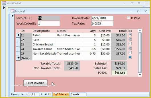 Microsoft Access Invoice Database Template Free Of Access Invoice Template Free