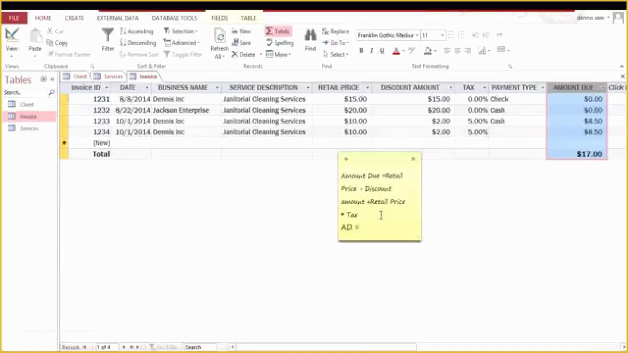 Microsoft Access Invoice Database Template Free Of Create Invoice Database Using Ms Access 2013 Part 1