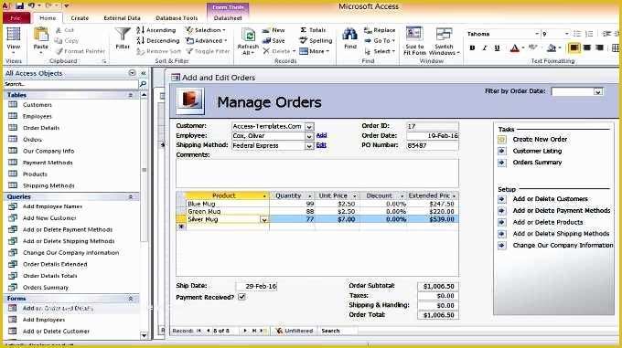 Microsoft Access Invoice Database Template Free Of Download Microsoft Access Client Database Template – Free