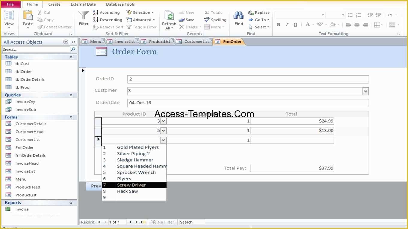 Microsoft Access Invoice Database Template Free Of Microsoft Access Invoice Template Invoice Template Ideas