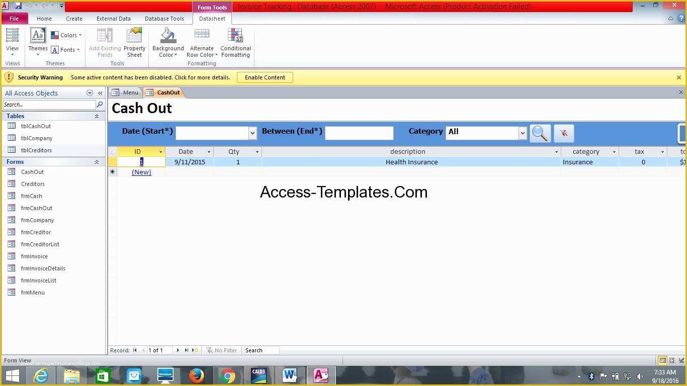 Microsoft Access Invoice Database Template Free Of Ms Access Database Invoice Tracking Template