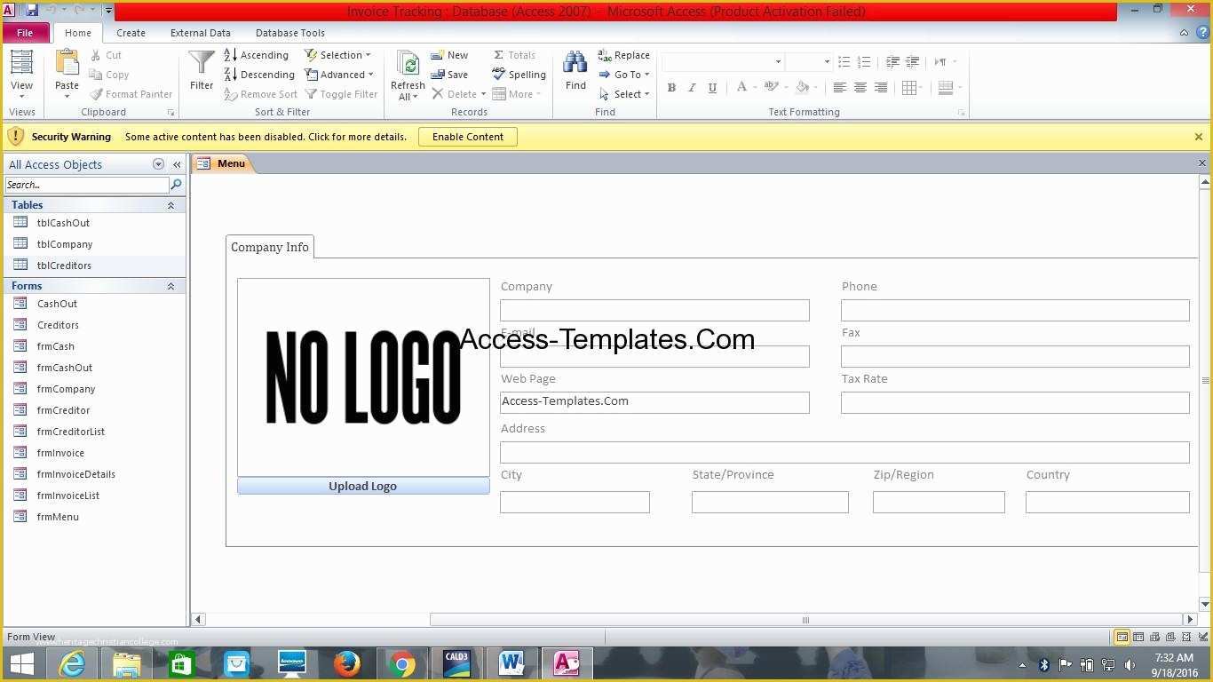 Microsoft Access Invoice Database Template Free Of Ms Access Database Invoice Tracking Template