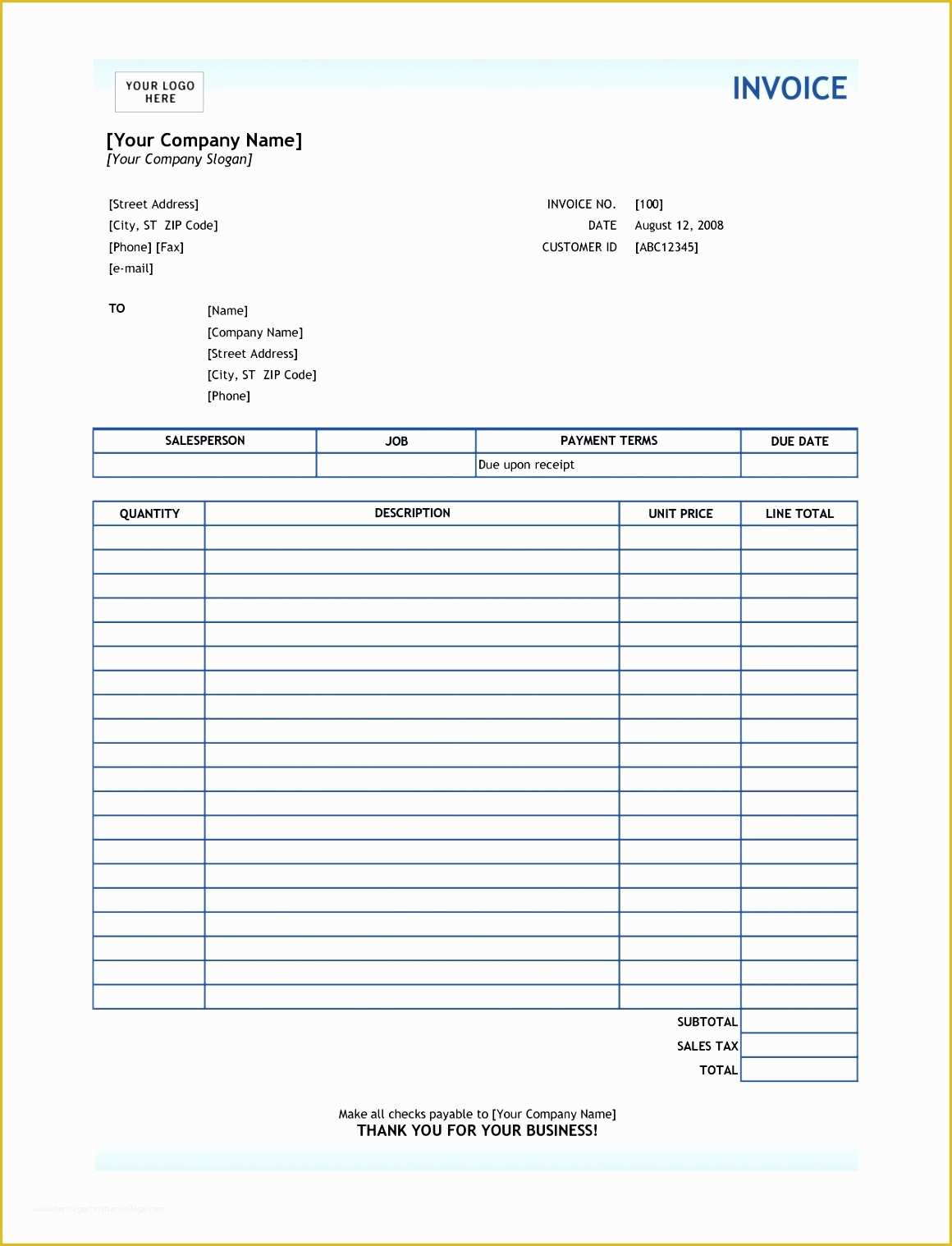 Microsoft Excel Invoice Template Free Of 10 Microsoft Excel Invoice Template Free Download