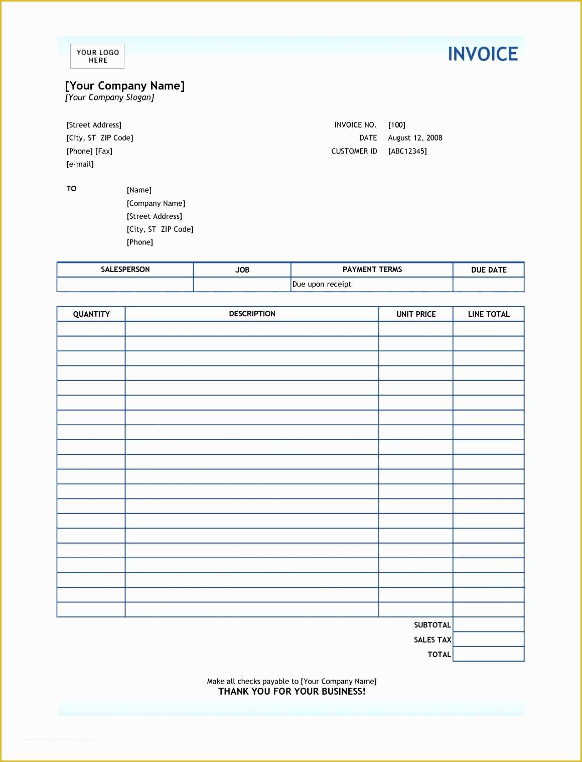 Microsoft Invoice Template Free Download Of 10 Microsoft Excel Invoice Template Free Download