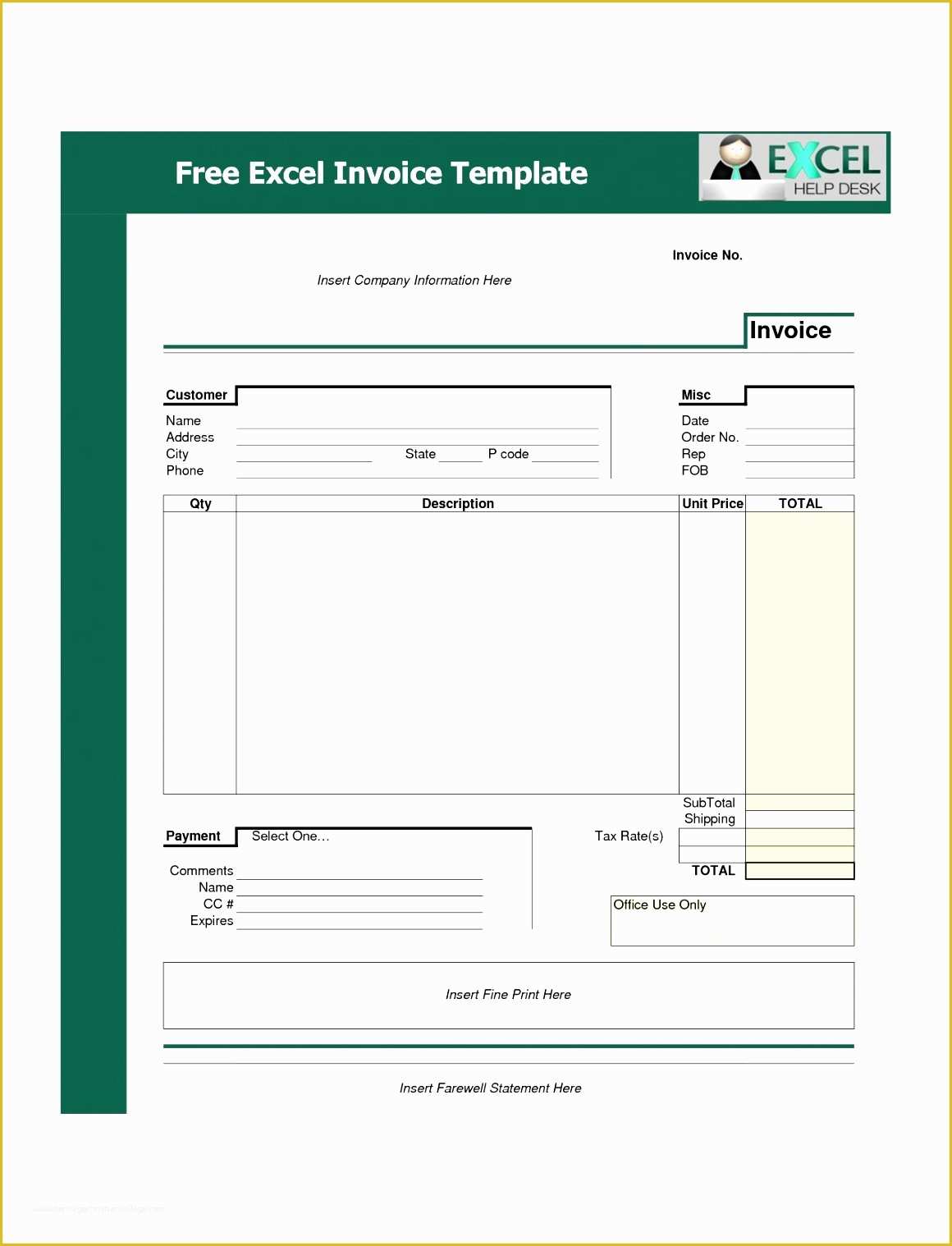 Microsoft Invoice Template Free Download Of 10 Microsoft Excel Invoice Template Free Download