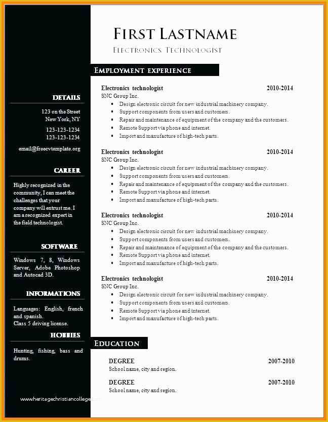 resume template for word 2007