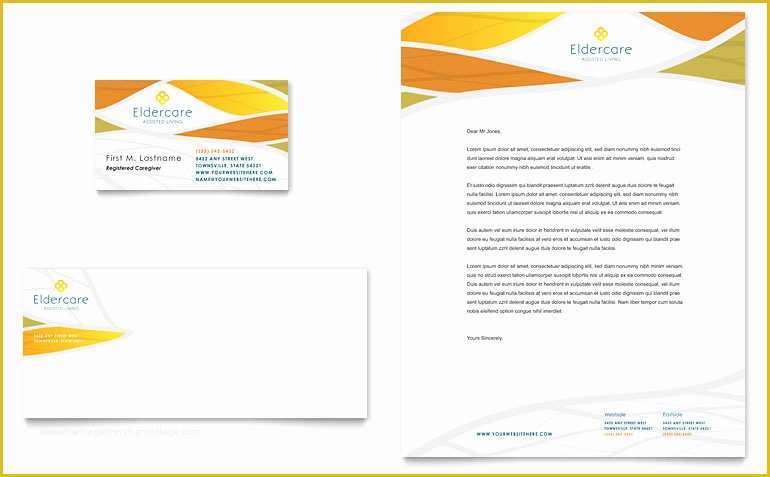 Microsoft Office Business Card Templates Free Of assisted Living Business Card & Letterhead Template Word