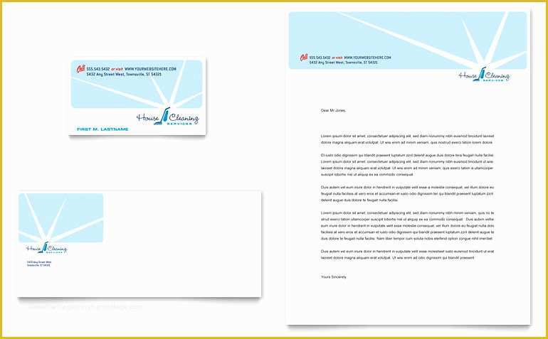 Microsoft Office Business Card Templates Free Of House Cleaning & Housekeeping Business Card & Letterhead