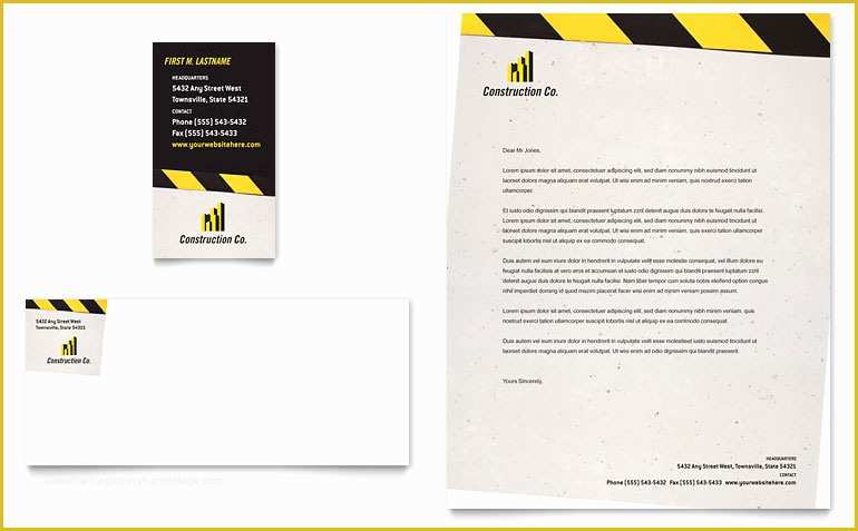 Microsoft Office Business Card Templates Free Of Industrial & Mercial Construction Business Card