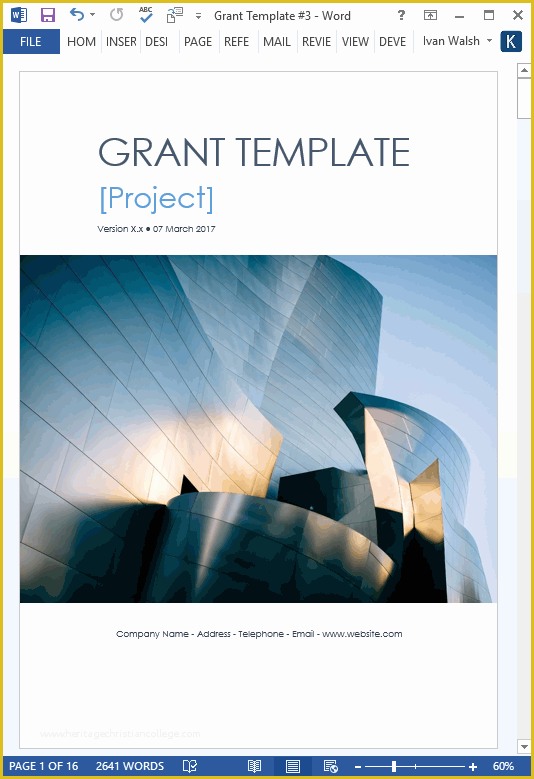 Microsoft Office Proposal Templates Free Of Grant Proposal Template – Ms Word with Free Cover Letter