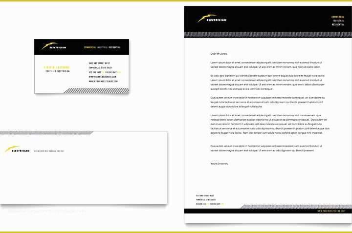 Microsoft Word Business Card Template Free Of Electrician Business Card &amp; Letterhead Template Word