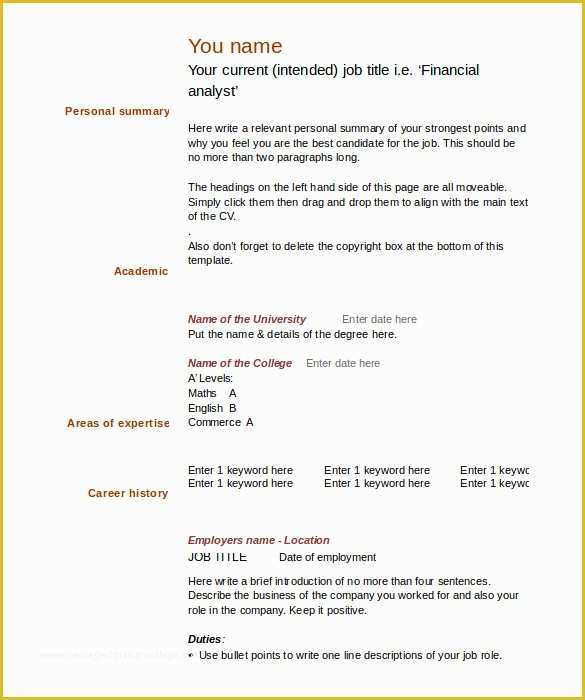 Microsoft Word Cv Templates Free Download Of 46 Blank Resume Templates Doc Pdf