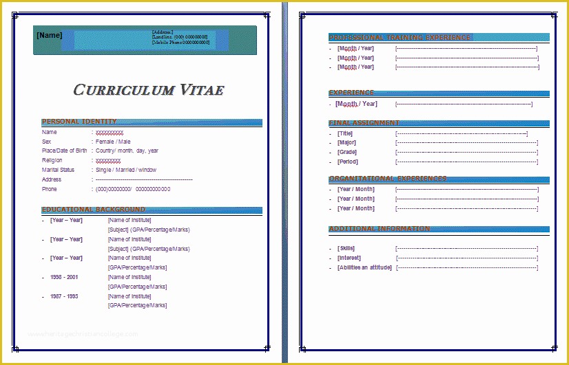 Microsoft Word Cv Templates Free Download Of 6 Curriculum Vitae In Ms Word