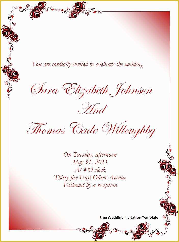 Microsoft Word Invitation Templates Free Of Wedding Invitation Card 