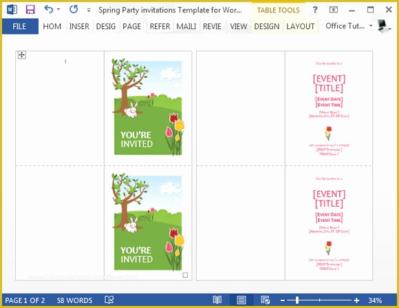 Microsoft Word Invitation Templates Free Of Spring Party Invitation Template for Word