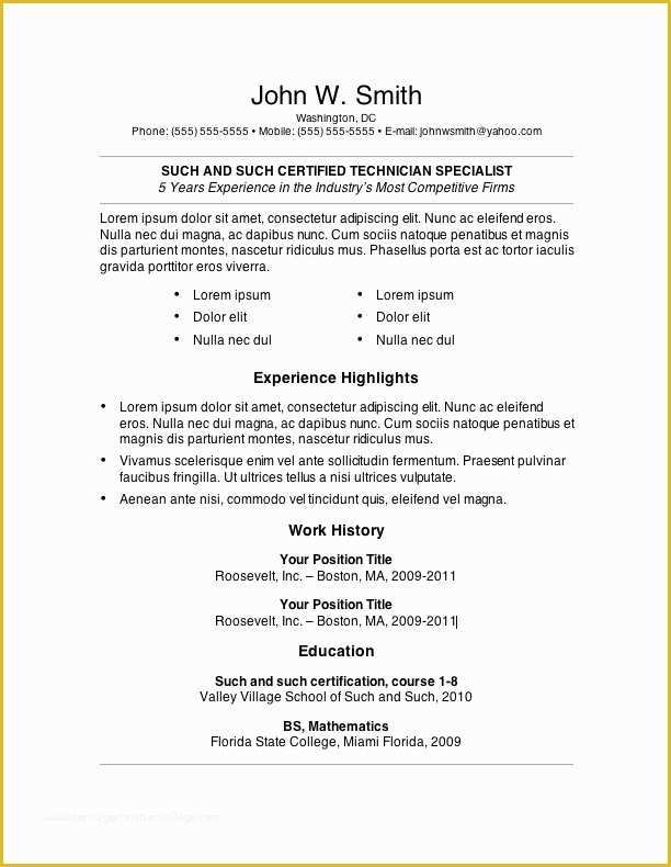 Microsoft Word Resume Templates 2011 Free Of 7 Free Resume Templates