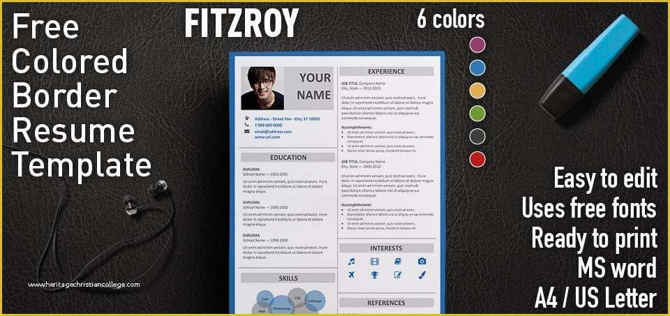 Microsoft Word Resume Templates 2011 Free Of Fitzroy Modern Border Resume Template