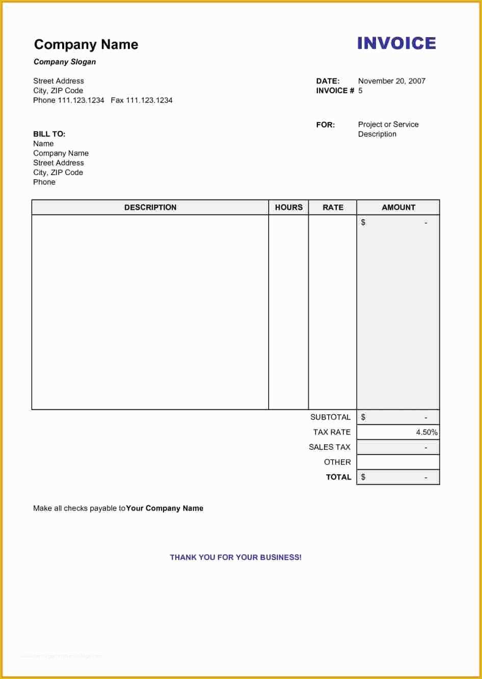 Microsoft Works Invoice Template Free Download Of 6 Hotel Blank Bill format