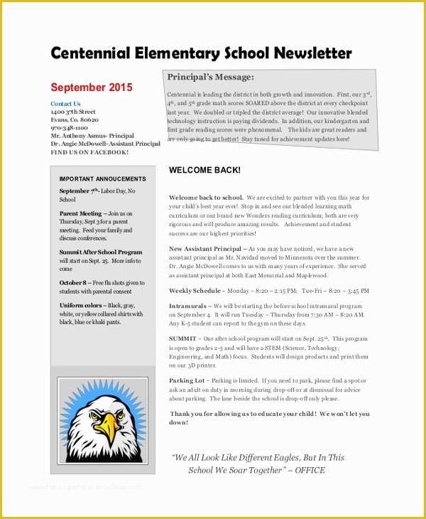 Middle School Newsletter Templates Free Of 8 Sample School Newsletters