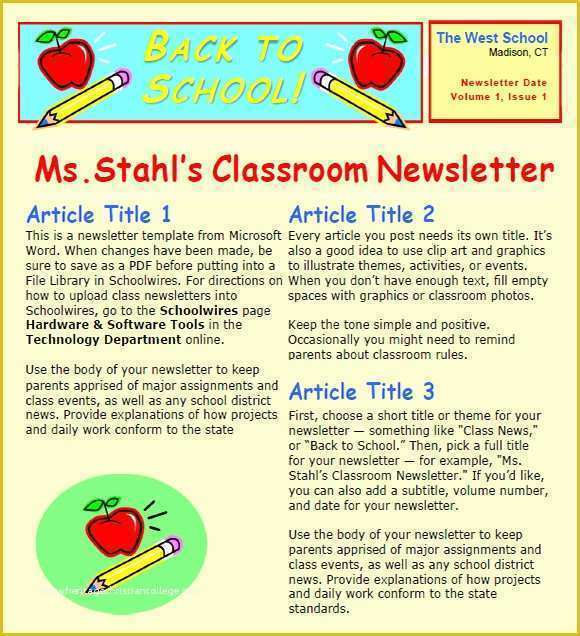 Middle School Newsletter Templates Free Of Classroom Newsletter Template 7 Free Download for Pdf