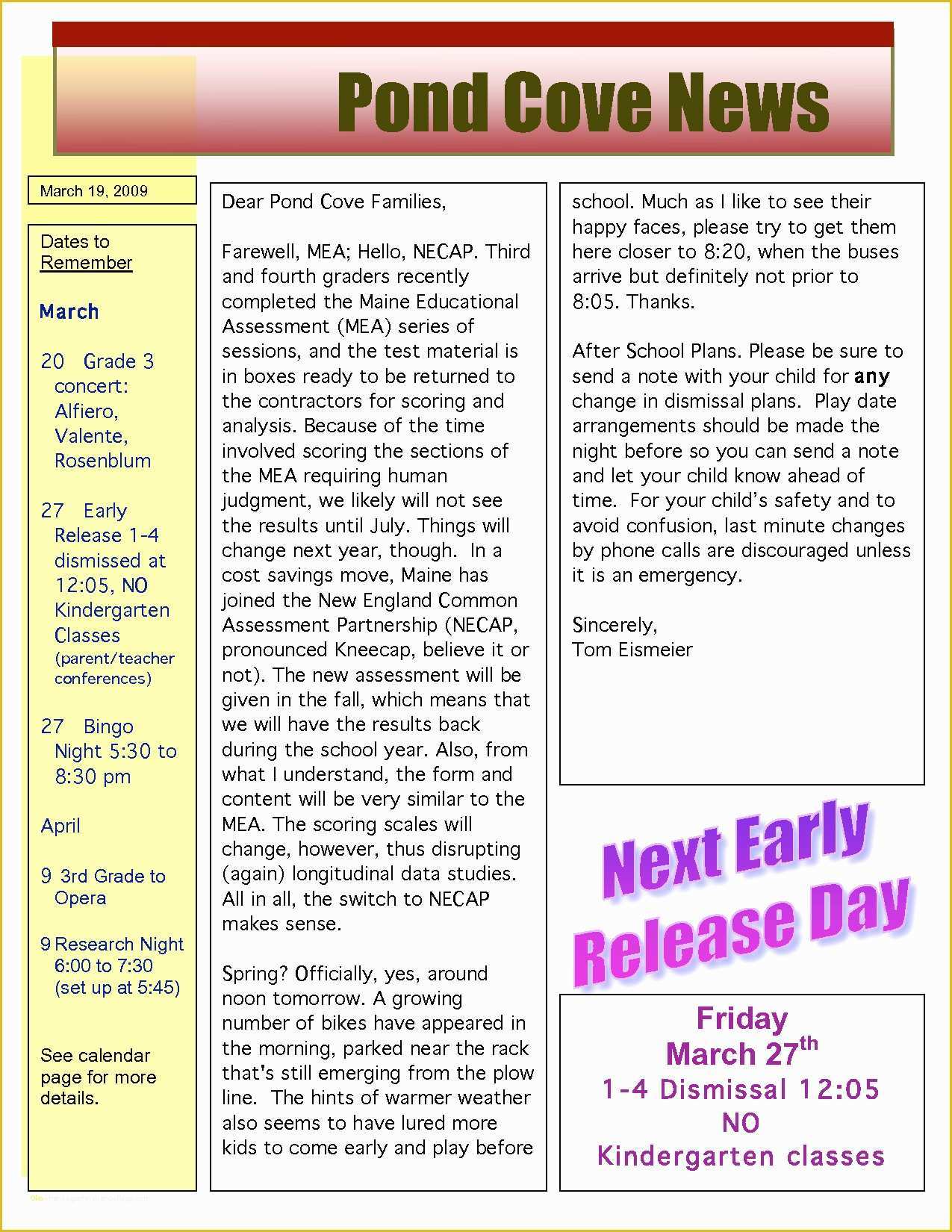 Middle School Newsletter Templates Free Of Elegant School Newsletter Templates Free
