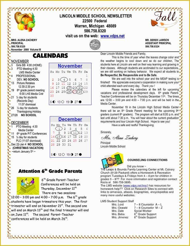 Middle School Newsletter Templates Free Of School Newsletter Templates