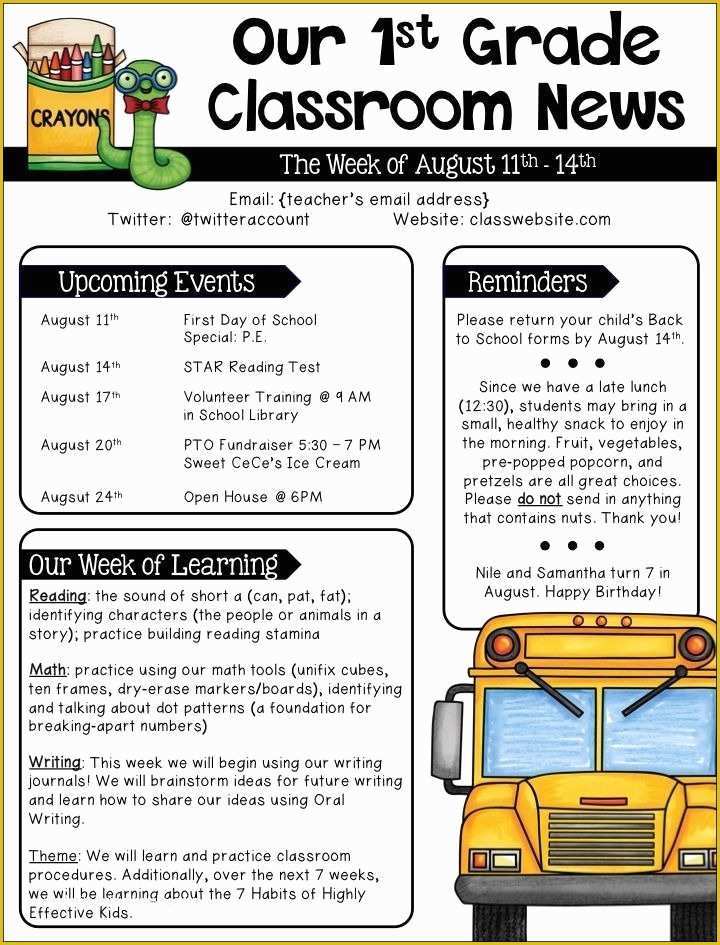 Middle School Newsletter Templates Free Of School Newsletter Templates