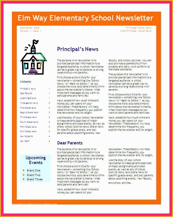 Middle School Newsletter Templates Free Of School Newsletter Templates