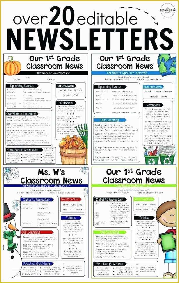 Middle School Newsletter Templates Free Of Weekly Newsletter Template Editable Parent Newsletters