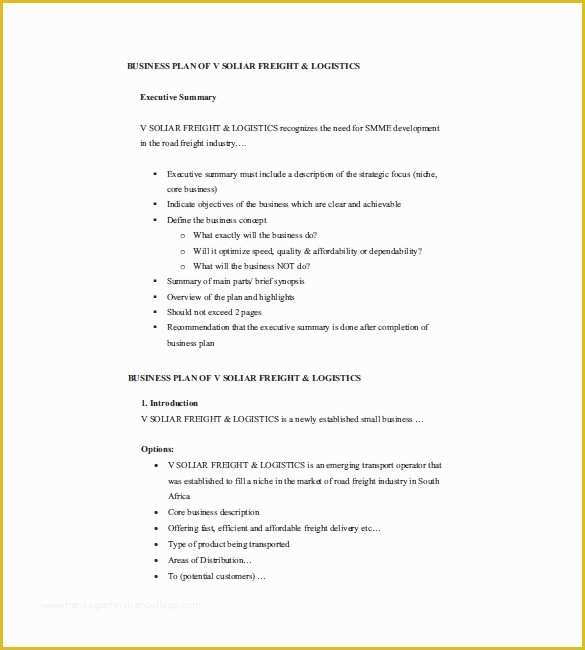 Mini Business Plan Template Free Of Sample Small Business Plan