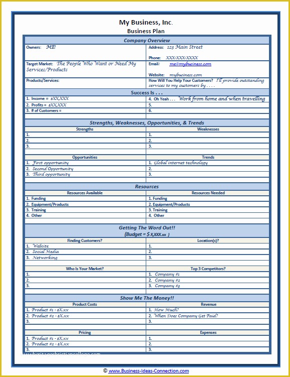 Mini Business Plan Template Free Of Small Business Plan Template