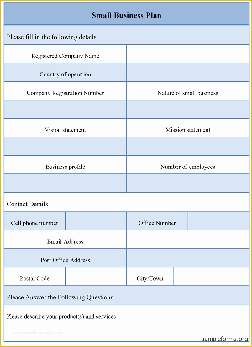 Mini Business Plan Template Free Of Small Business Plan Templates