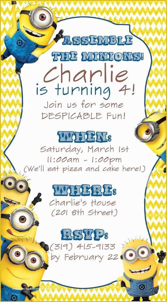 Minion Birthday Invitations Templates Free Of 25 Best Ideas About Minion Invitation On Pinterest