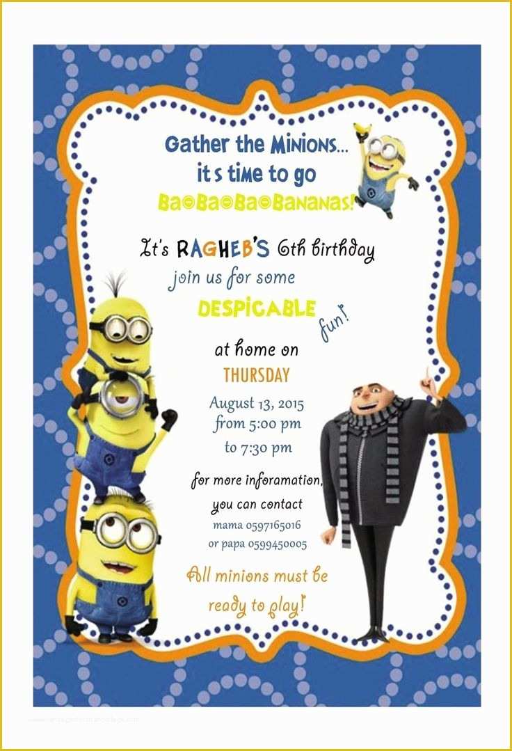 Minion Birthday Invitations Templates Free Of Best 25 Minion Party Invitations Ideas On Pinterest