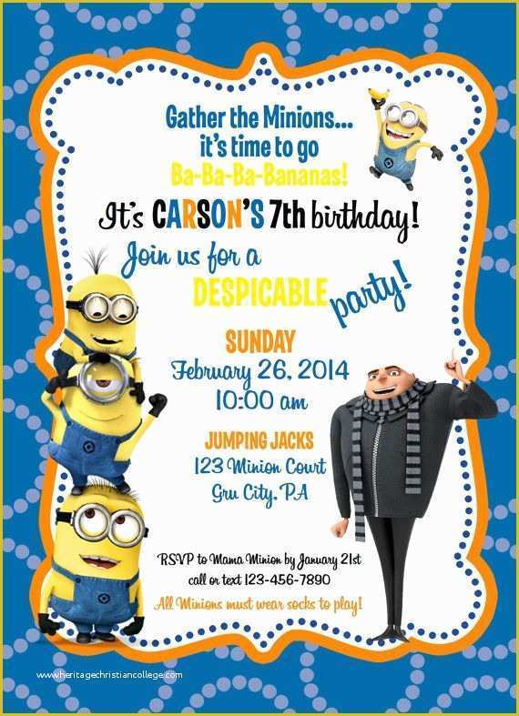 Minion Birthday Invitations Templates Free Of Despicable Me Minion Birthday Invitation by Ckfireboots On