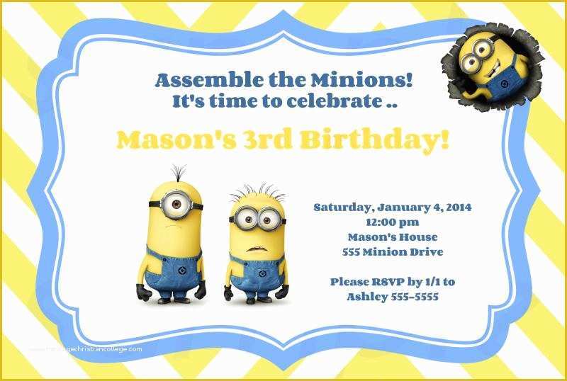 Minion Birthday Invitations Templates Free Of Free Printable Minion Birthday Party Invitations Ideas
