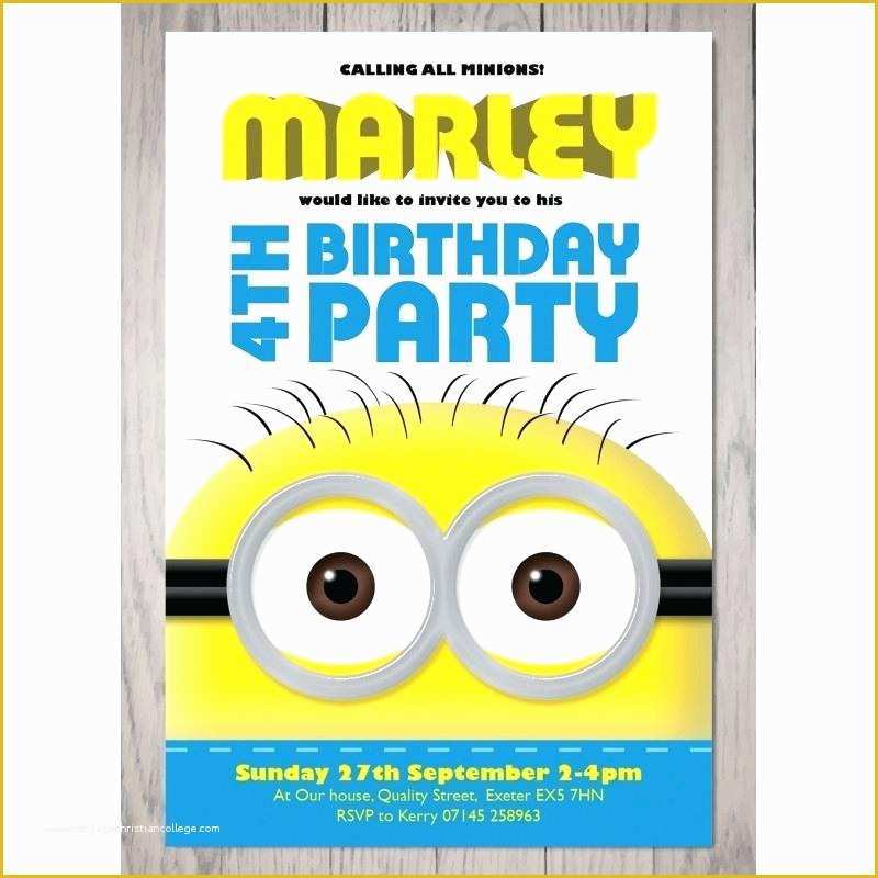 Minion Birthday Invitations Templates Free Of Minion Birthday Party Invites Printable Templates