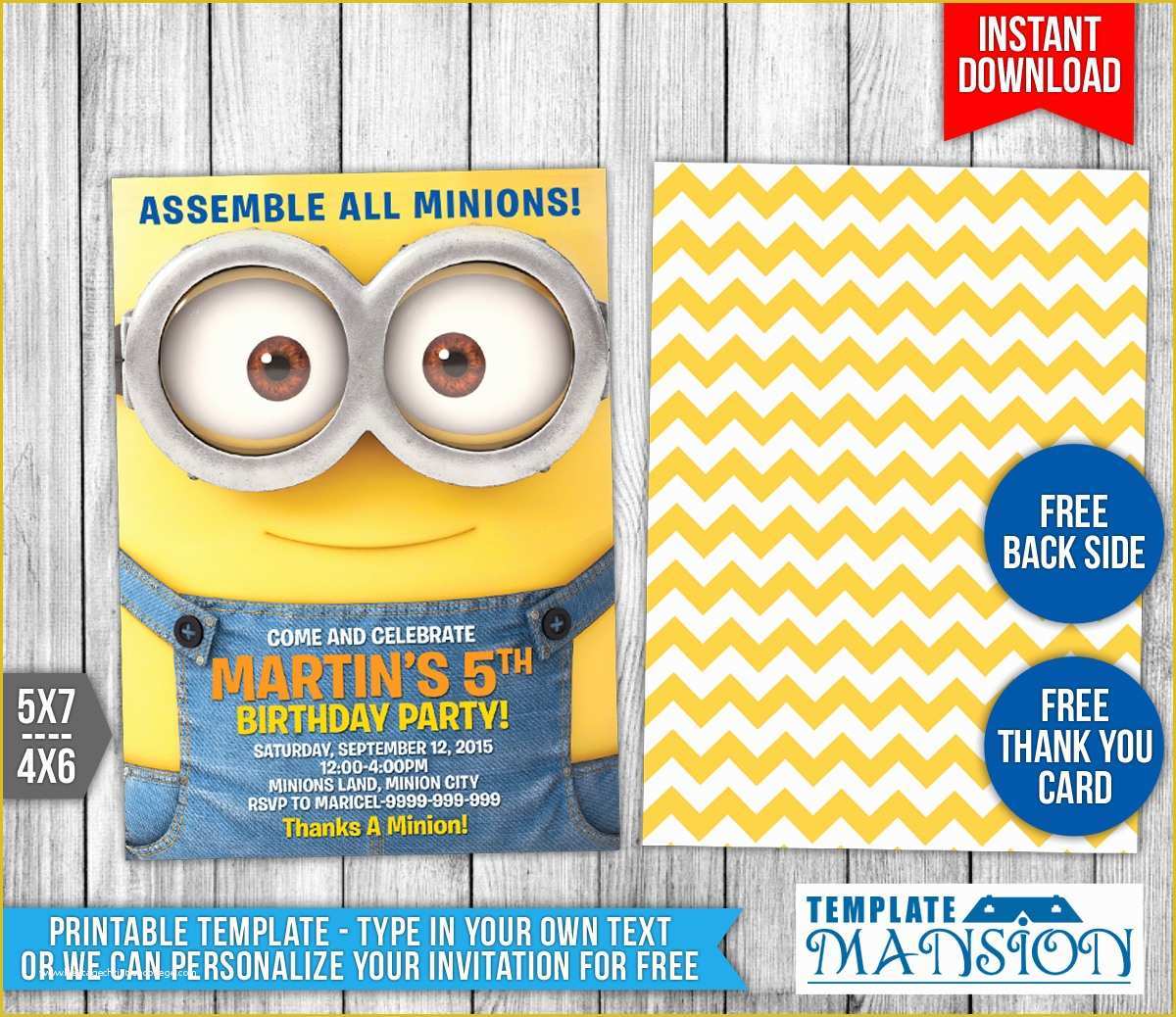 Minion Birthday Invitations Templates Free Of Minions Birthday Invitation 3 by Templatemansion On