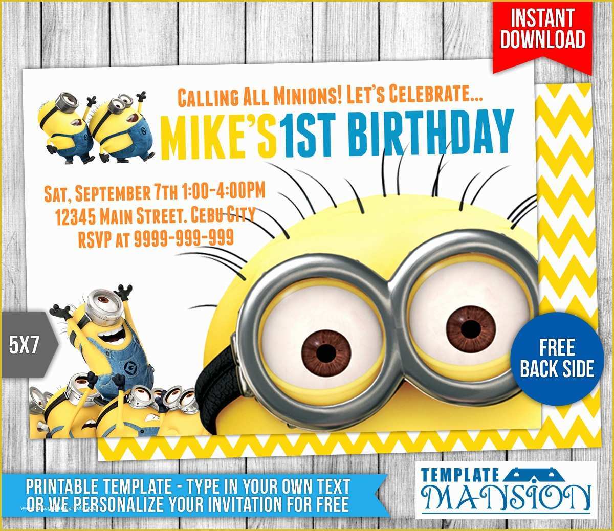 Minion Birthday Invitations Templates Free Of Minions Birthday Invitation 6 by Templatemansion On