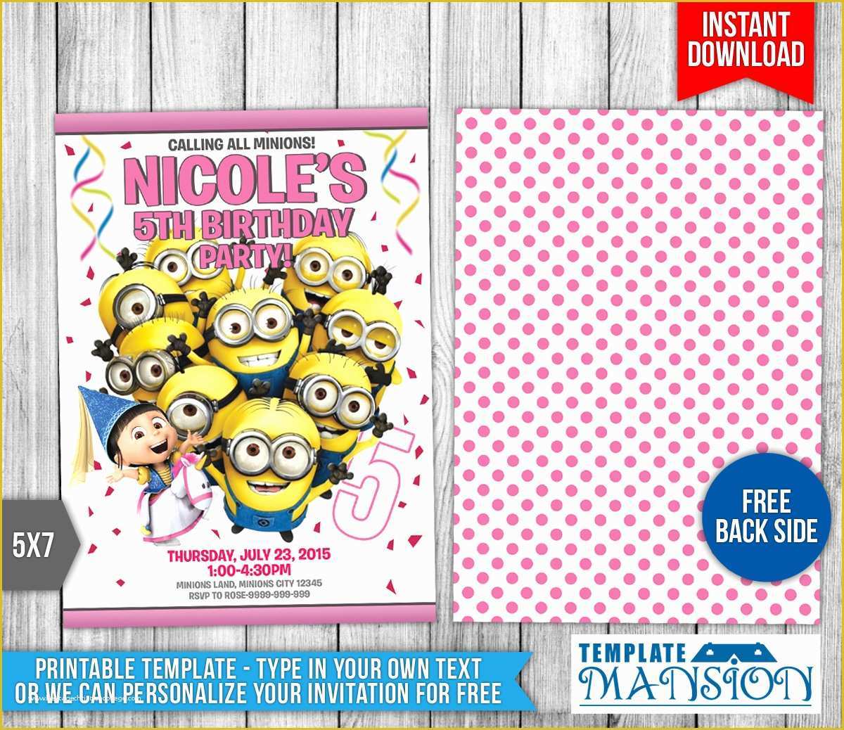 Minion Birthday Invitations Templates Free Of Minions Birthday Invitation Templates by Templatemansion