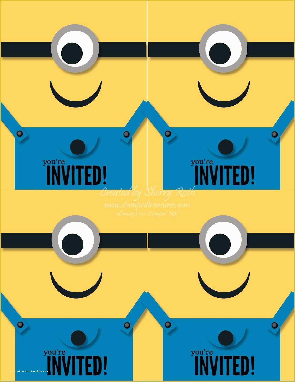 Minion Birthday Invitations Templates Free Of Sherry"s Stamped Treasures Minion Birthday Invitations