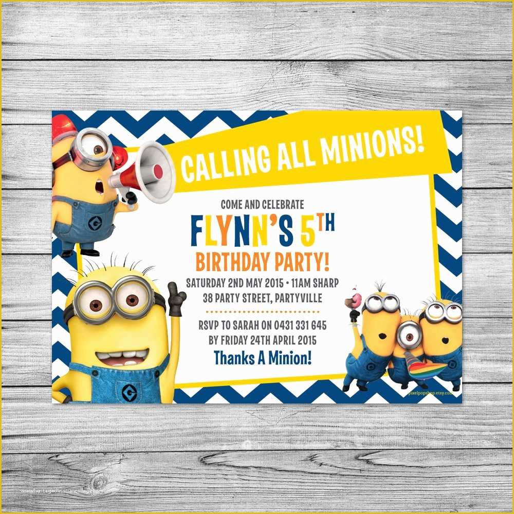 Minion Birthday Invitations Templates Free Of the Minions Invite Minions Birthday Party by Pixelpopshop