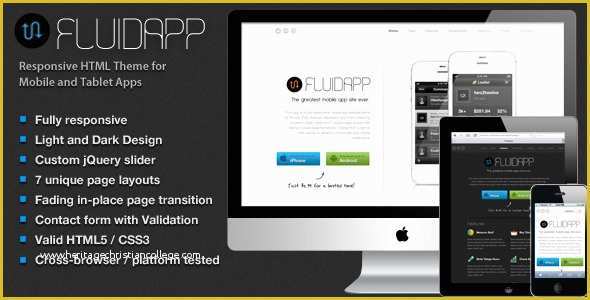 Mobile App HTML Template Free Of Fluidapp Responsive Mobile App Website Template by