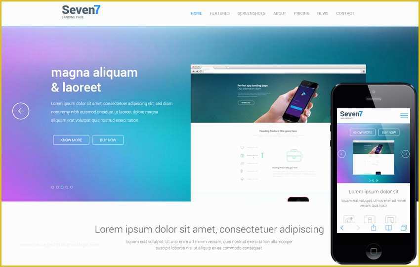 Mobile App HTML Template Free Of Seven7 A Landing Page Mobile App Based Template
