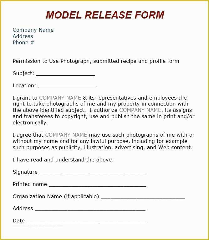 Model Release Template Free Of 8 Best Images About Model Release On Pinterest