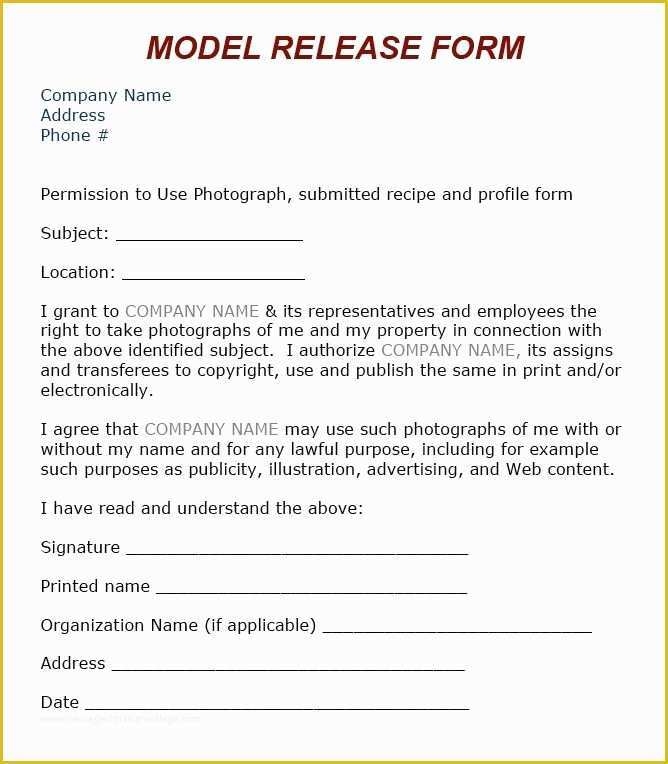 Model Release Template Free Of 8 Best Images About Model Release On Pinterest