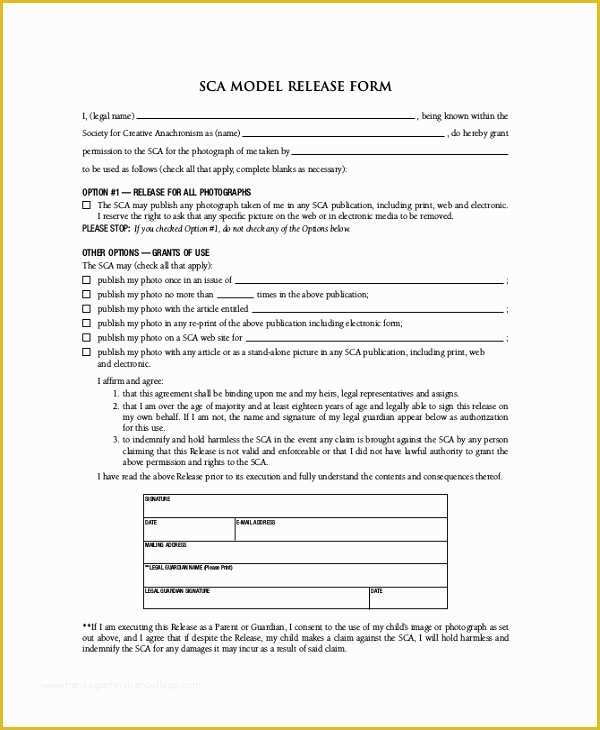 Model Release Template Free Of 9 Sample Model Release forms