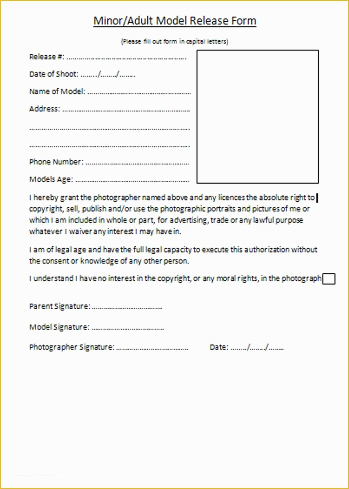 Model Release Template Free Of Alice Barnard Graphy Model Release form